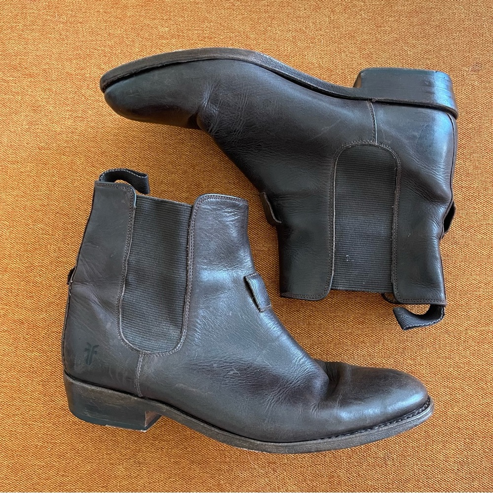 Frye Dark Brown Leather Chelsea Ankle Boots
